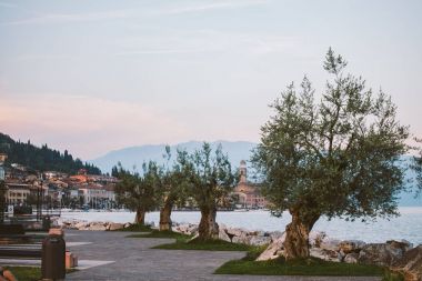 Garda Gölü Salo şehir manzaralı. İtalya