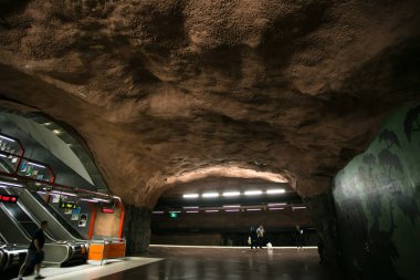 Stockholm, İsveç - 22 Mayıs, 2014. Stokholm, İsveç, Radhuset iç metrosu