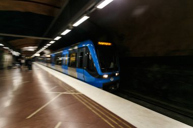 Stockholm, İsveç - 22 Mayıs, 2014. Stokholm, İsveç, Radhuset iç metrosu