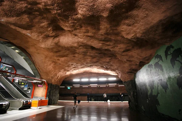 Stockholm, İsveç - 22 Mayıs, 2014. Stokholm, İsveç, Radhuset iç metrosu