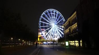 Germany, Dusseldorf. North Rhine. City center, the embankment of the river. Saray Town Hall and the Ferris Wheel in the fall in overcast weather
