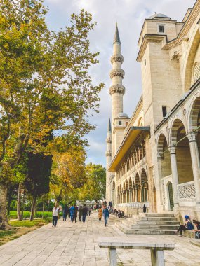 Süleyman Camii. Suleymaniye Camii. Minaret, marmara. Süleyman Camii Dış Hatları 29 Ekim 2019, İstanbul. Süleyman Camii İstanbul 'un en güzel camii
