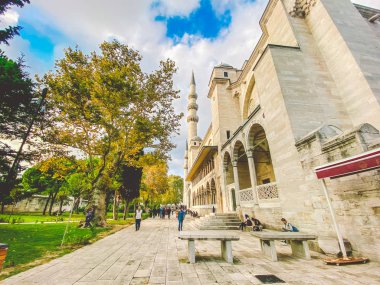 Süleyman Camii. Suleymaniye Camii. Minaret, marmara. Süleyman Camii Dış Hatları 29 Ekim 2019, İstanbul. Süleyman Camii İstanbul 'un en güzel camii