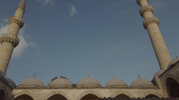 Suleymaniyeモスク。ソレイマニエ・カミイミナレット、マーラ。スルヤマニエモスク外観トルコ、イスタンブール。Suleymaniye Camiiイスタンブールで最も美しいモスク — ストック動画