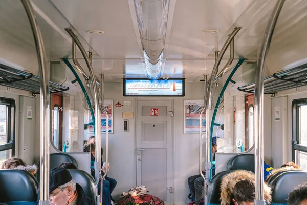 Polonia Gdansk Febrero 2020 Tren Suburbano Interior Skm Tren Interior —  Fotos de Stock