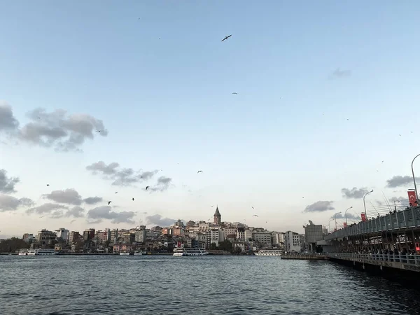 Travel Turkey Beautiful View Bosphorus Strait Sunset Panormama Overlooking Galata — Stock Photo, Image