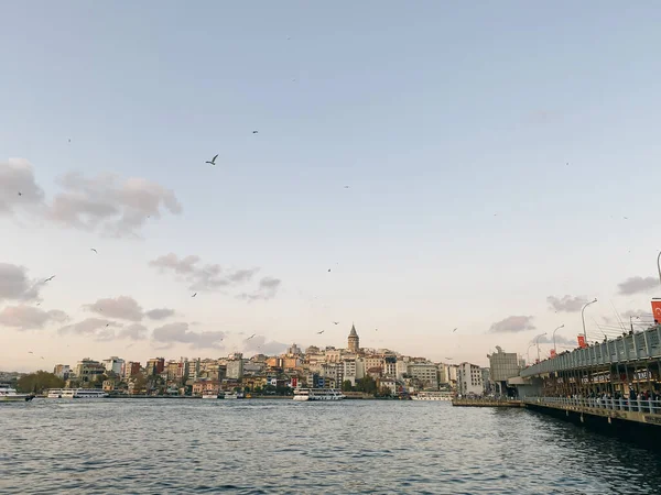 Cestujte Turecka Krásný Výhled Úžinu Bospor Při Západu Slunce Panormama — Stock fotografie