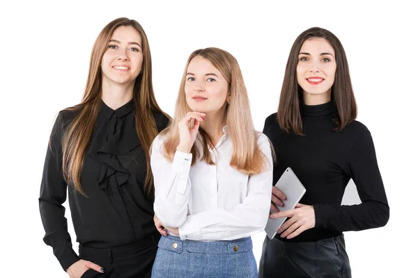 United Team Business Women Equipo Retratos Tres Empresarios Sonrientes Aislados —  Fotos de Stock