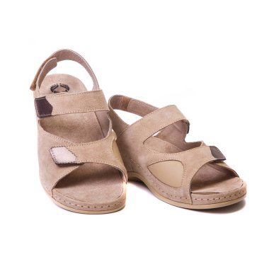 Yetişkinler için bir çift ortopedik ayakkabı. Beyaz izole arka planda. Ön plan yakın plan