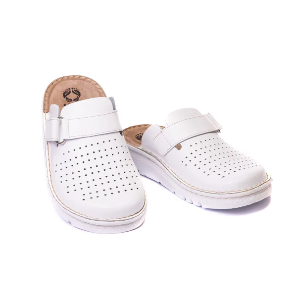 Une Paire Chaussures Orthopédiques Pour Adultes Sur Fond Blanc Isolé — Photo