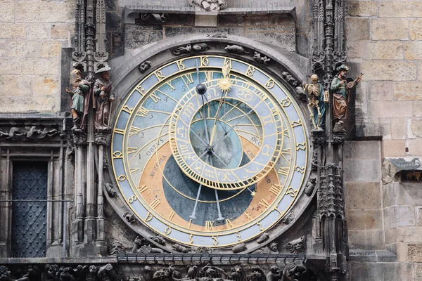 Astronomical Clock Orloj Closeup Czech Republic Europe Vintage Style Prague — Stock Photo, Image