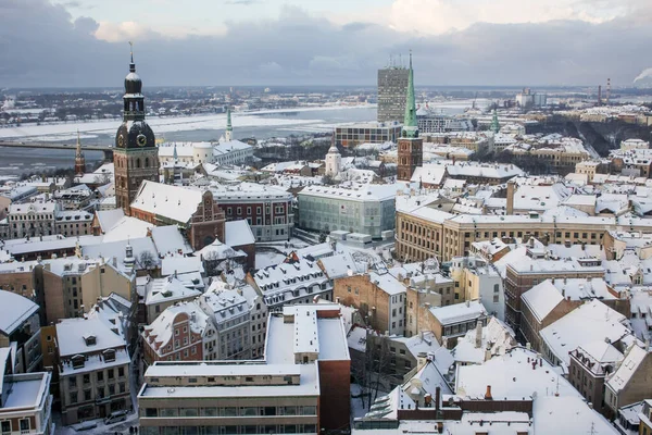 Riga Cathedral Antenn Ovanifrån Med Riga Slott Och Daugava Floden — Stockfoto