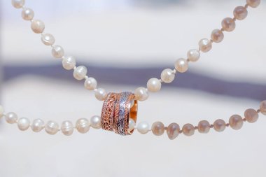 Alyanslar, Dominik Cumhuriyeti 'nin kumlu sahilinde tropikal düğün için aksesuarlarla süslenmiş Punta Cana' da.