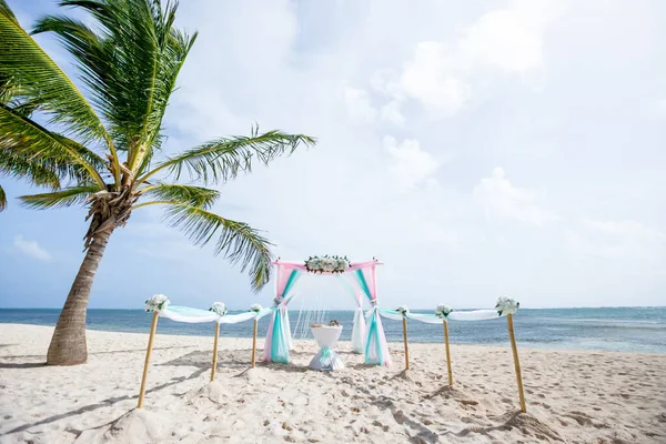 Pabellón Colorido Del Mirador Del Arco Boda Hecho Bambú Textil —  Fotos de Stock