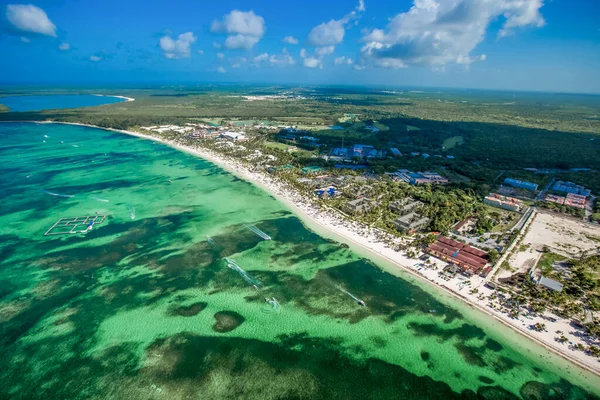 Punta Cana Bavaro Spiaggia Aerea Drone Vista Sulla Costa Tropicale — Foto Stock