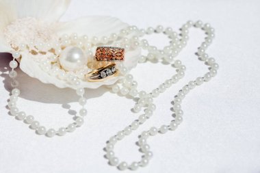 Alyanslar, Dominik Cumhuriyeti, Punta Cana 'daki kumlu kumsalda tropikal Karayipler için düzenlenen düğün aksesuarlarıyla donatılmış.