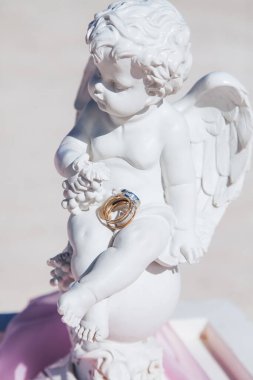 Alyanslar, Dominik Cumhuriyeti, Punta Cana 'daki kumlu kumsalda tropikal Karayipler için düzenlenen düğün aksesuarlarıyla donatılmış.