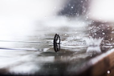 Alyanslar, Dominik Cumhuriyeti, Punta Cana 'daki kumlu kumsalda tropikal Karayipler için düzenlenen düğün aksesuarlarıyla donatılmış.