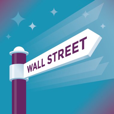 Wall Street ok işareti soyut. Fikir - hisse senedi piyasası, New York Menkul Kıymetler Borsası ve Nasdaq, Amerikan mali iş sektörü.