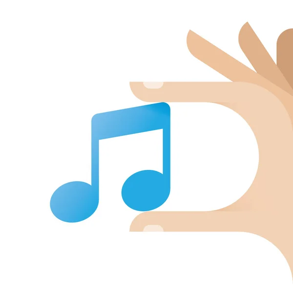 Simbolo del biglietto con mano umana. Idea - industria musicale, streaming audio online, podcast . — Vettoriale Stock