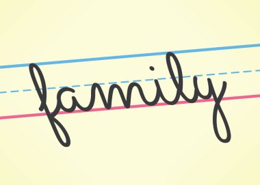 Family cursive word handwritten in children education style. Idea - School of family relationships, problems concept. clipart