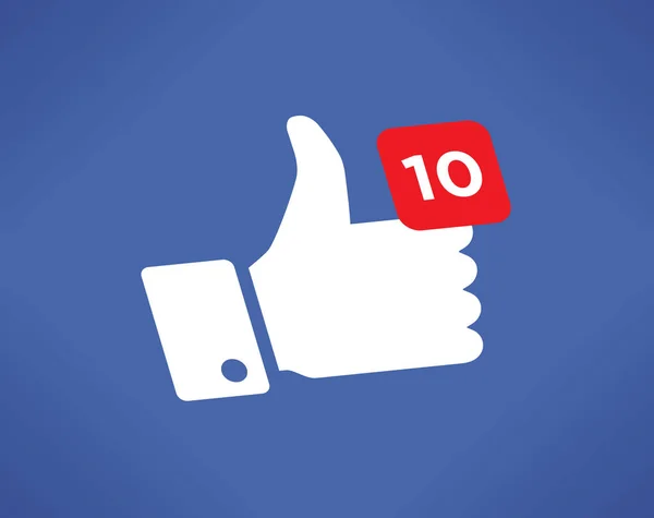 Pulgares hasta icono de la red social con el nuevo símbolo de número de apreciación. Idea - blogging y mensajería en línea . — Vector de stock