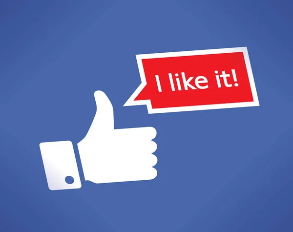 Pulgares hacia arriba icono de la red social diciendo que me gusta! apreciación. Idea - blogging y mensajería en línea . — Vector de stock