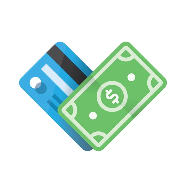 Tarjeta de crédito con moneda de dinero - dólar en forma de corazón. Compras en línea abstracto símbolo de negocio . — Archivo Imágenes Vectoriales