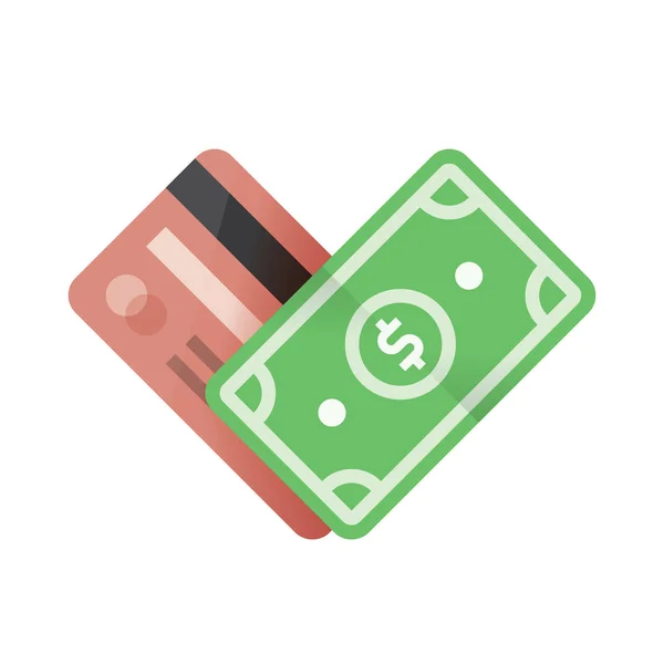 Кредитная карта с валютой денег - доллар в форме сердца. Интернет-шопинг и бизнес-символ . — стоковый вектор