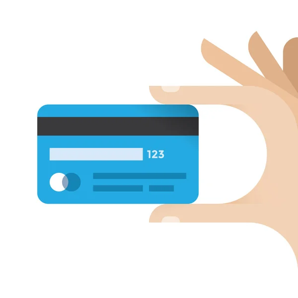 Geschäftsmann Hand hält Kreditkarte. Idee - mobiles Bezahlen, Online-Shopping und -Handel etc. — Stockvektor