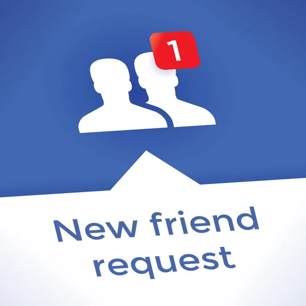 Social networking friendship icon with new friend request text. Idea - Online messaging, social media services, Internet relationships, friendship and communication in business and modern life. — Stock Vector