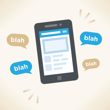 Cep telefonu ekranında sosyal ağ (Facebook, Instagram, Twitter) - yeni sohbet mesajları falan. Konseptler: Çevrimiçi arkadaşlık ve mesajlaşma, Sohbet hizmetleri, medya bağımlılığı ve işte zaman kaybı.