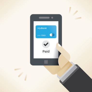 Cep telefonu ödemesi ve dijital cüzdan uygulaması akıllı telefon ekranı ve ödemeli metin işlemi başarılı oldu. Kavram: yenilikler, alışverişler, Apple, Samsung, Google Pay alışveriş