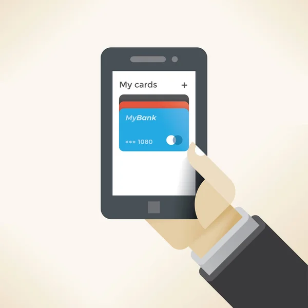 Mobile Payment Digital Wallet Service Application Phone Screen Credit Debit — 스톡 벡터