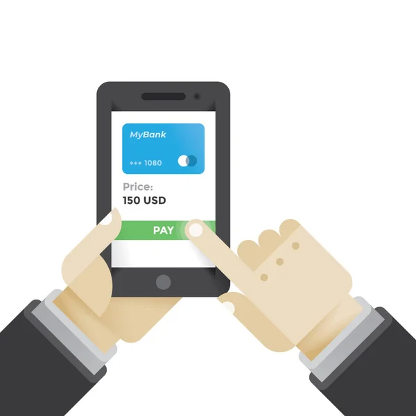 Paiement Commande Achats Mobiles Application Service Portefeuille Numérique Sur Écran — Image vectorielle