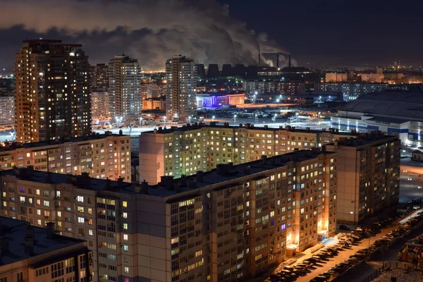 Noite do telhado da bela cidade — Fotografia de Stock