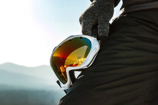 Glasses Hands Snowboarder Top — Stock Photo, Image