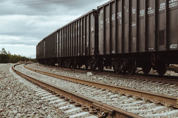 Wagons Marchandises Vont Sur Les Rails — Photo