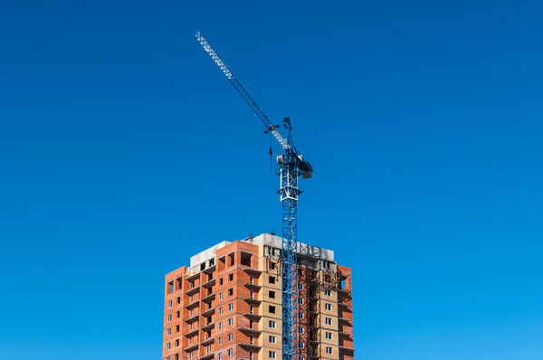Grúa Torre Construcción Edificio Gran Altura — Foto de Stock