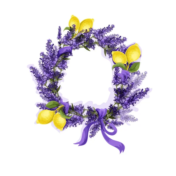 Beautiful lavender wreath — Stock Vector
