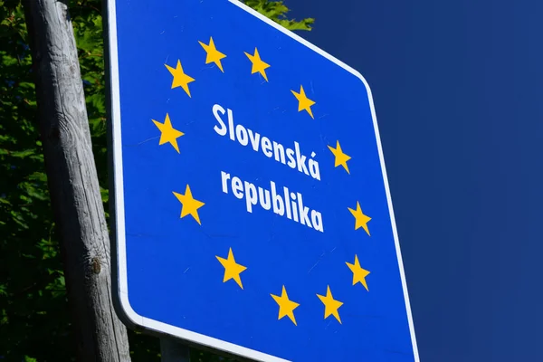 Segno di frontiera slovacco Foto Stock