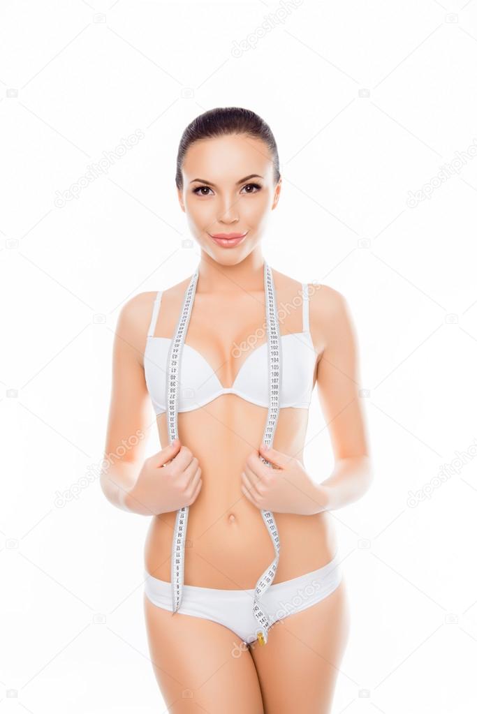 Slim Fit Woman in White Panties with Measure Tape Stock Photo - Image of  lifestyle, girl: 27857232