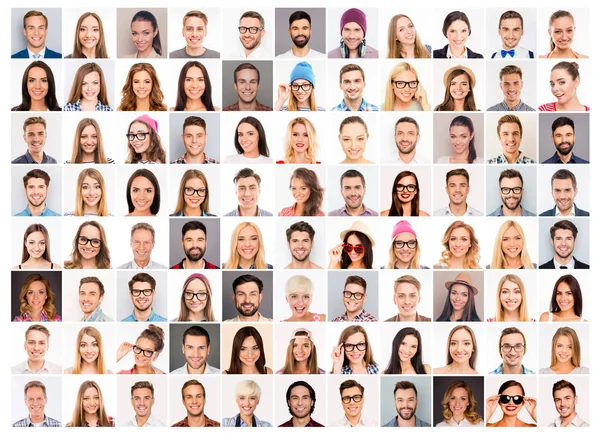 Collage di persone diverse che esprimono emozioni diverse — Foto Stock