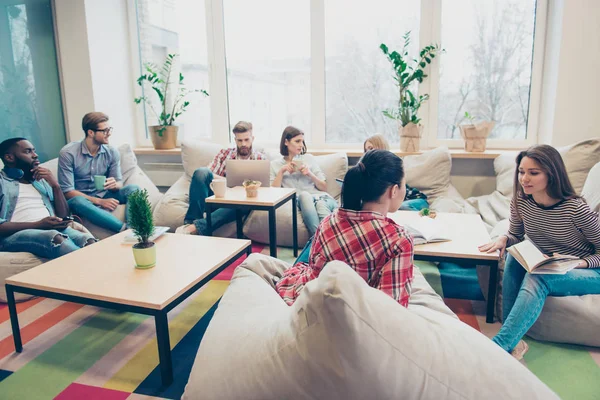 Young active team of managers working on business project — Stock Photo, Image