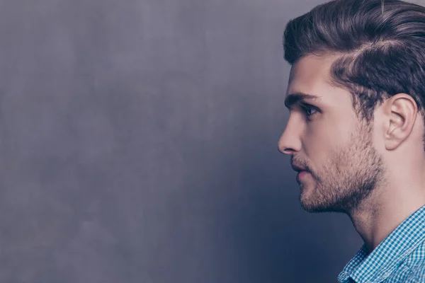 Side view portrait of young handsome confident  guy — Stock Photo, Image