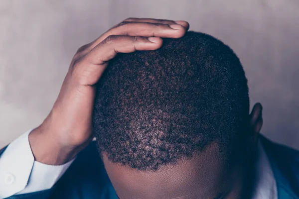 Close up  cropped portrait of successful  handsome afroamerican — Stock Photo, Image