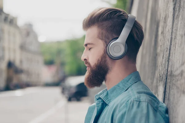 Such a pleasure. Young attractive red bearded guy is listening t