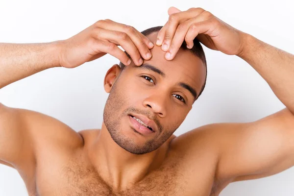 Perfection is a hard work even for men. Pampering, aging, acne, — Stock Photo, Image