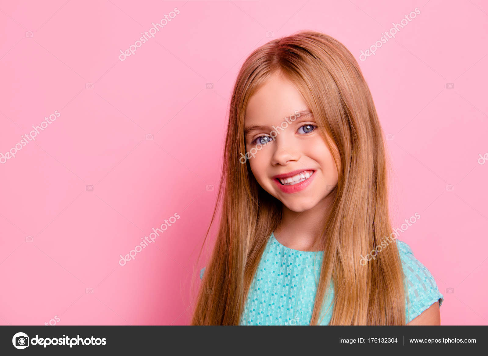 Close Up Portrait Of Cute Lovely Beautiful Healthy Little Girl W