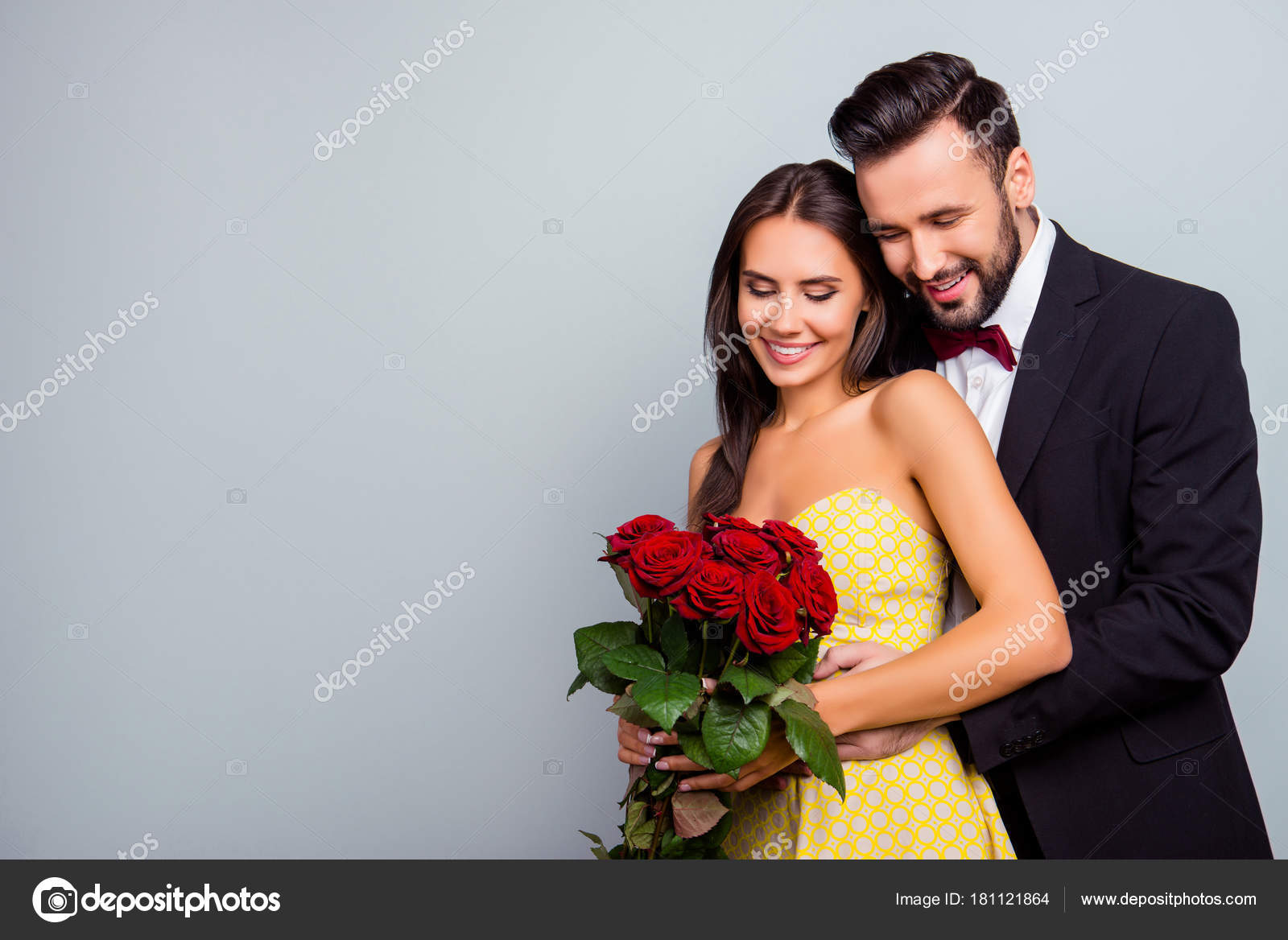 Portrait photo with copy space of charming, lovely, cute couple — Stock  Photo © deagreez1 #181121864, image size:1600x1168
